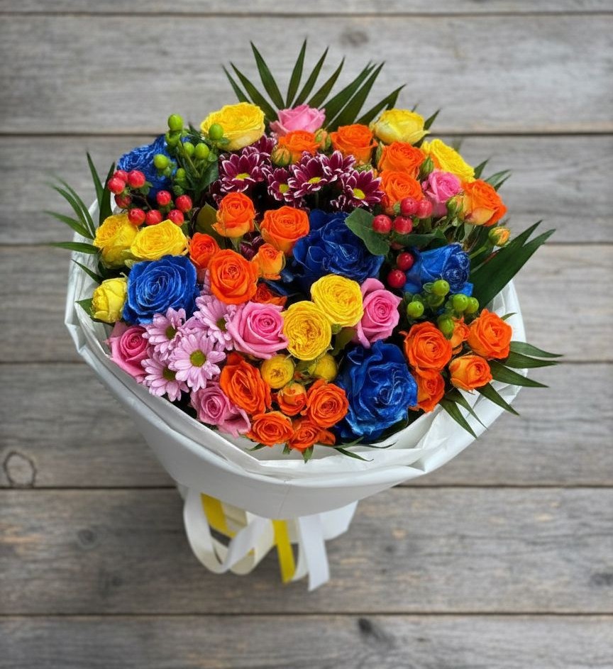 Букет цветов из: Розы и Хризантемы в Февральск