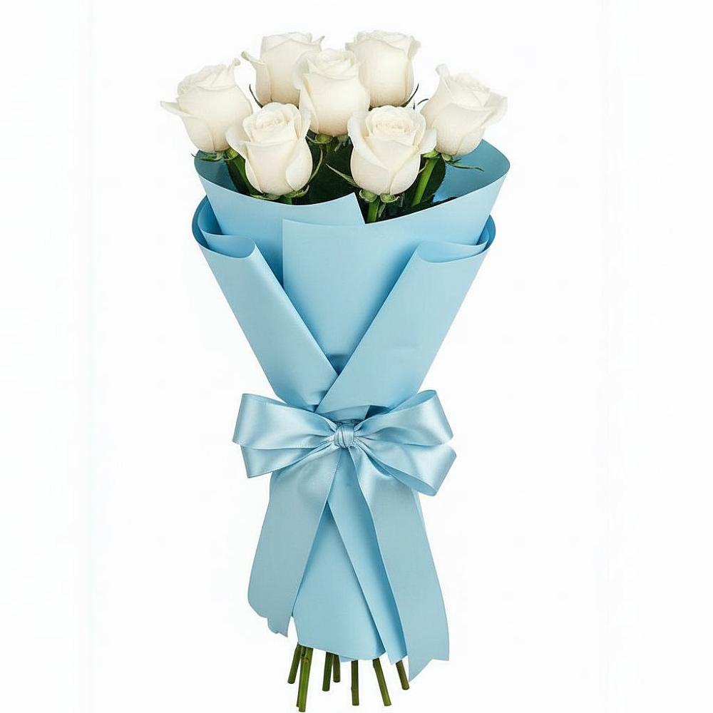 Букет 7 белых роз Проуд в Февральск