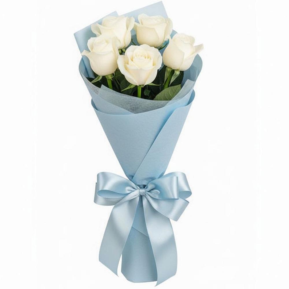 Букет 5 Белых роз Проуд в Февральск