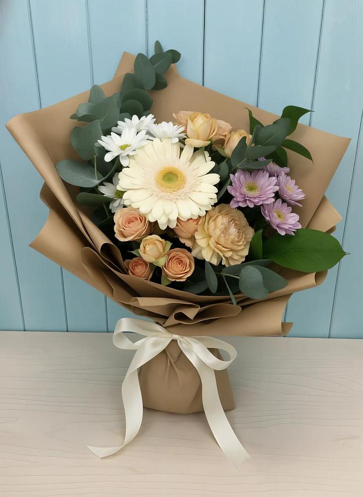 Букет цветов из: Герберы и Хризантемы в Февральск