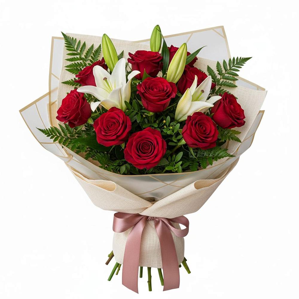 Букет цветов из: Лилии и Розы в Февральск