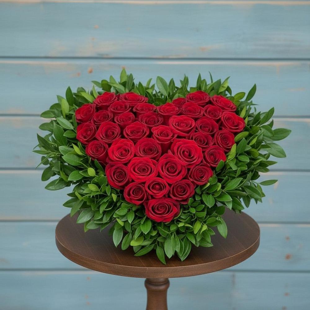 Цветочная композиция из Розы в виде сердца в Февральск