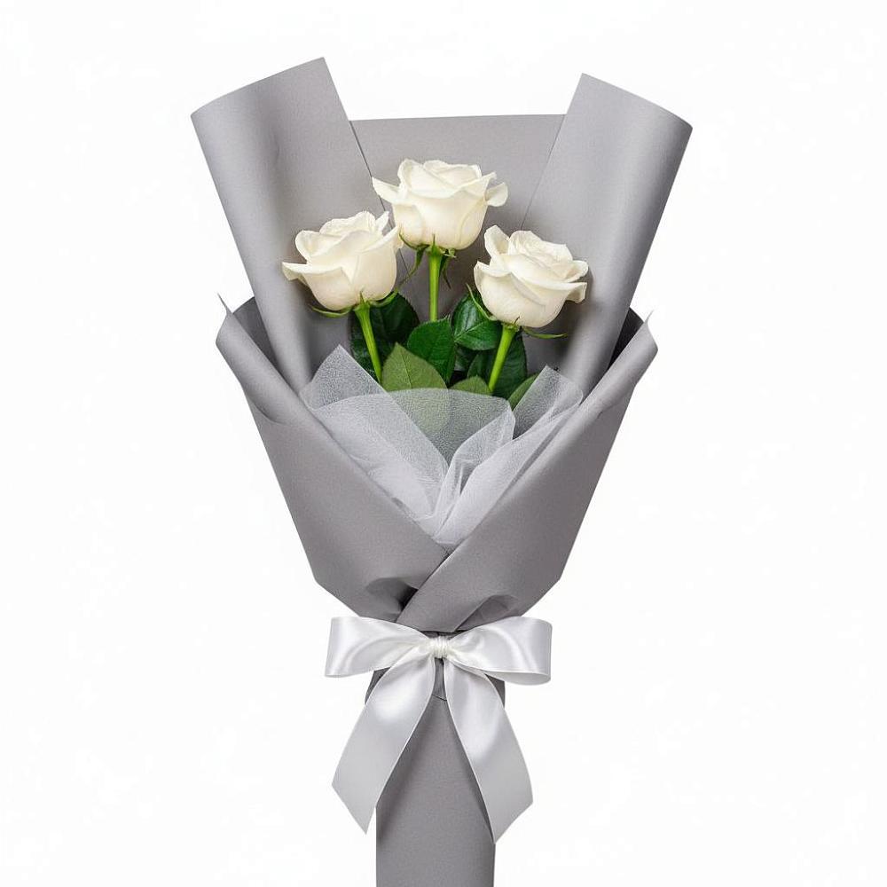Букет 3 белые розы в Февральск
