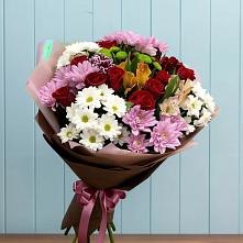 Букет цветов из:  Розы, Хризантемы и Альстромерии #REPLACE_PRED# Февральск